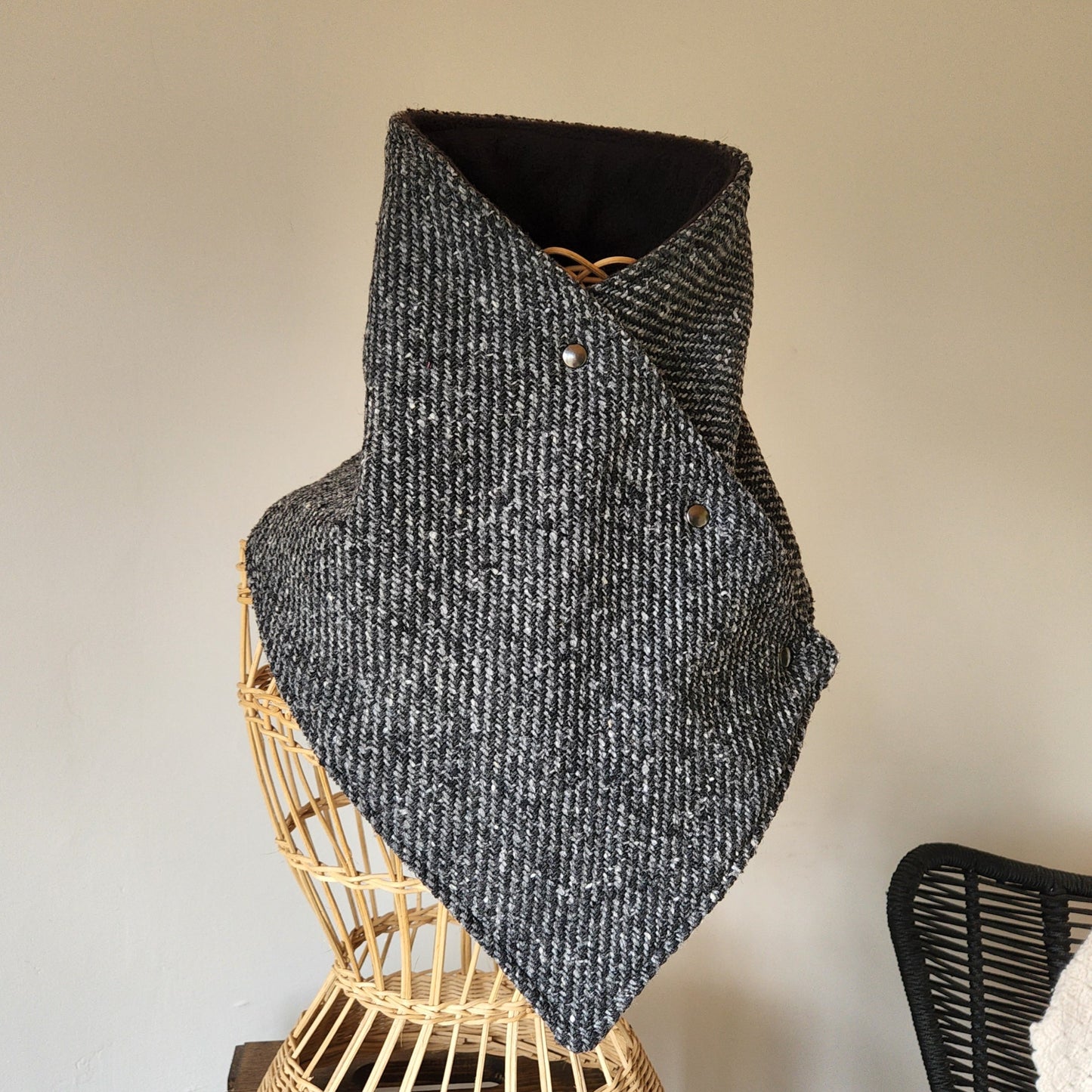 Snap Cowl-Woven Charcoal