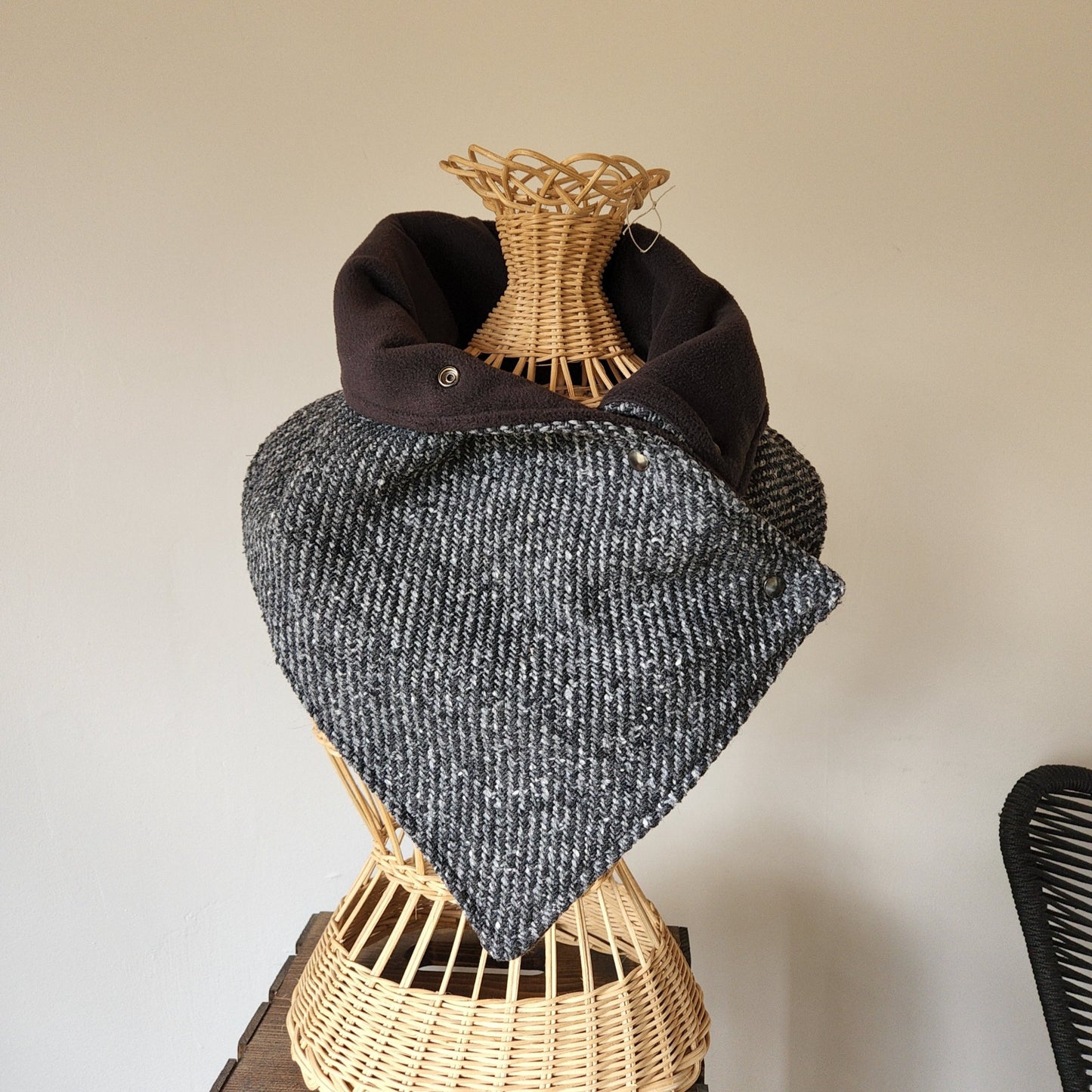 Snap Cowl-Woven Charcoal