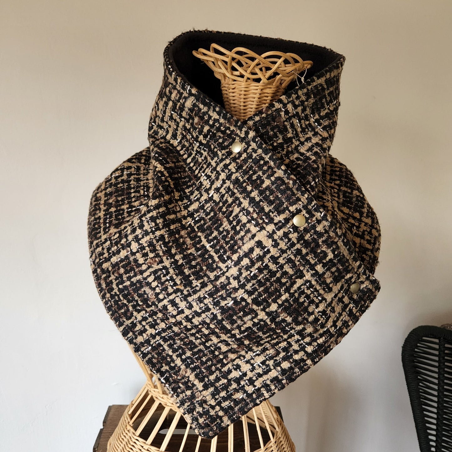 Snap Cowl-Black & Tan Woven