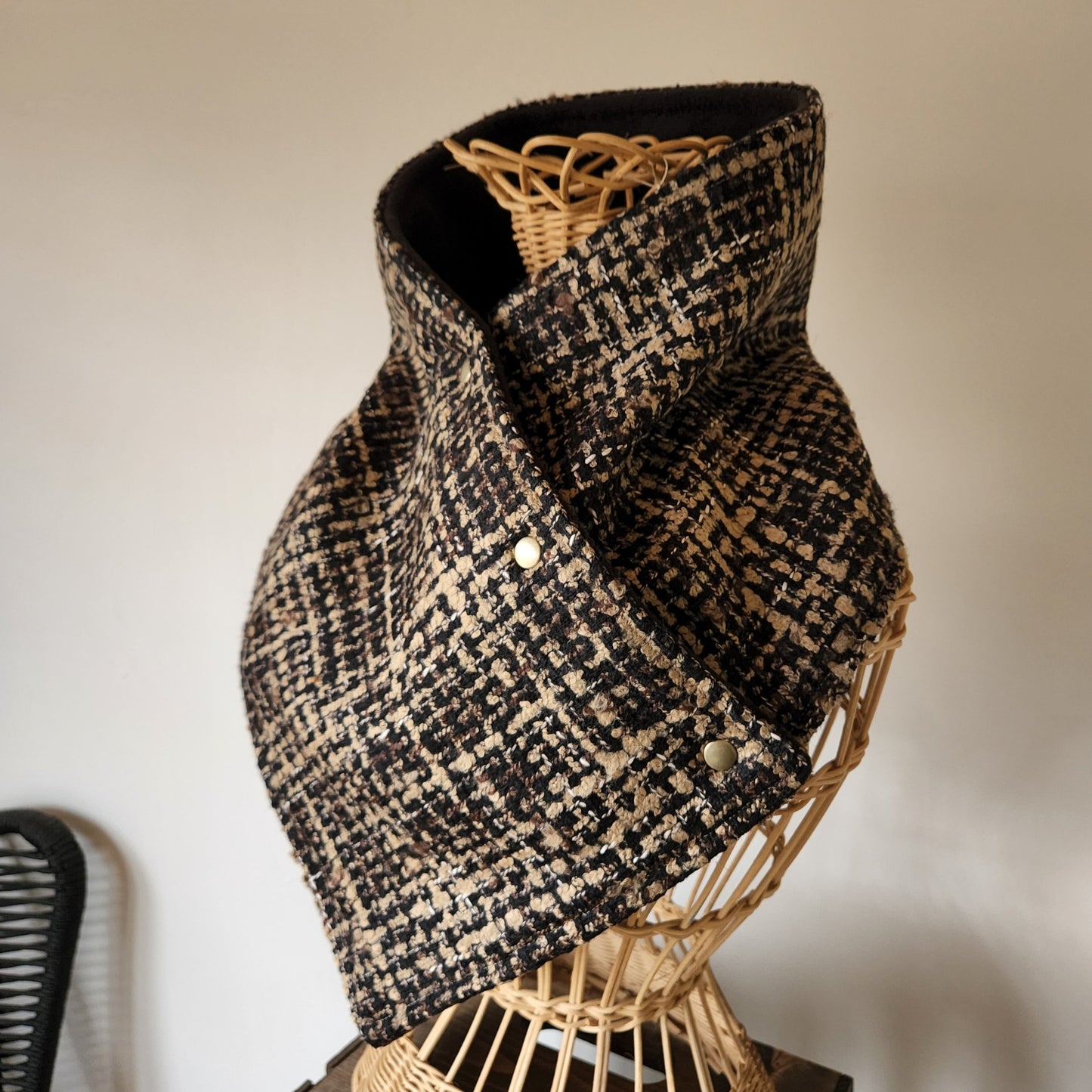 Snap Cowl-Black & Tan Woven