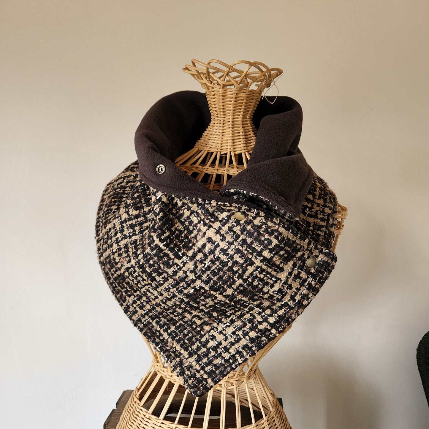 Snap Cowl-Black & Tan Woven