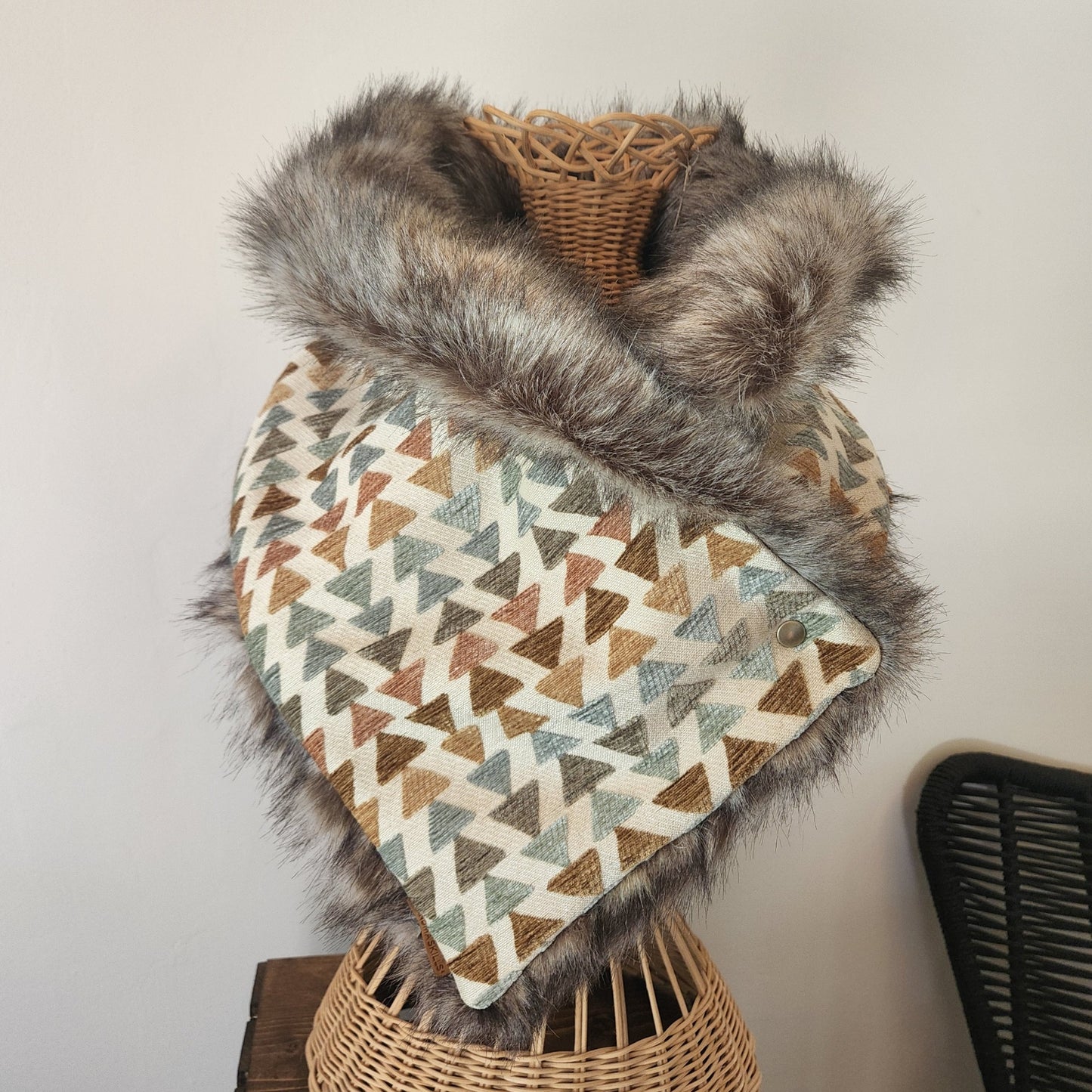 Faux Fur Snap Cowl-Multicolor