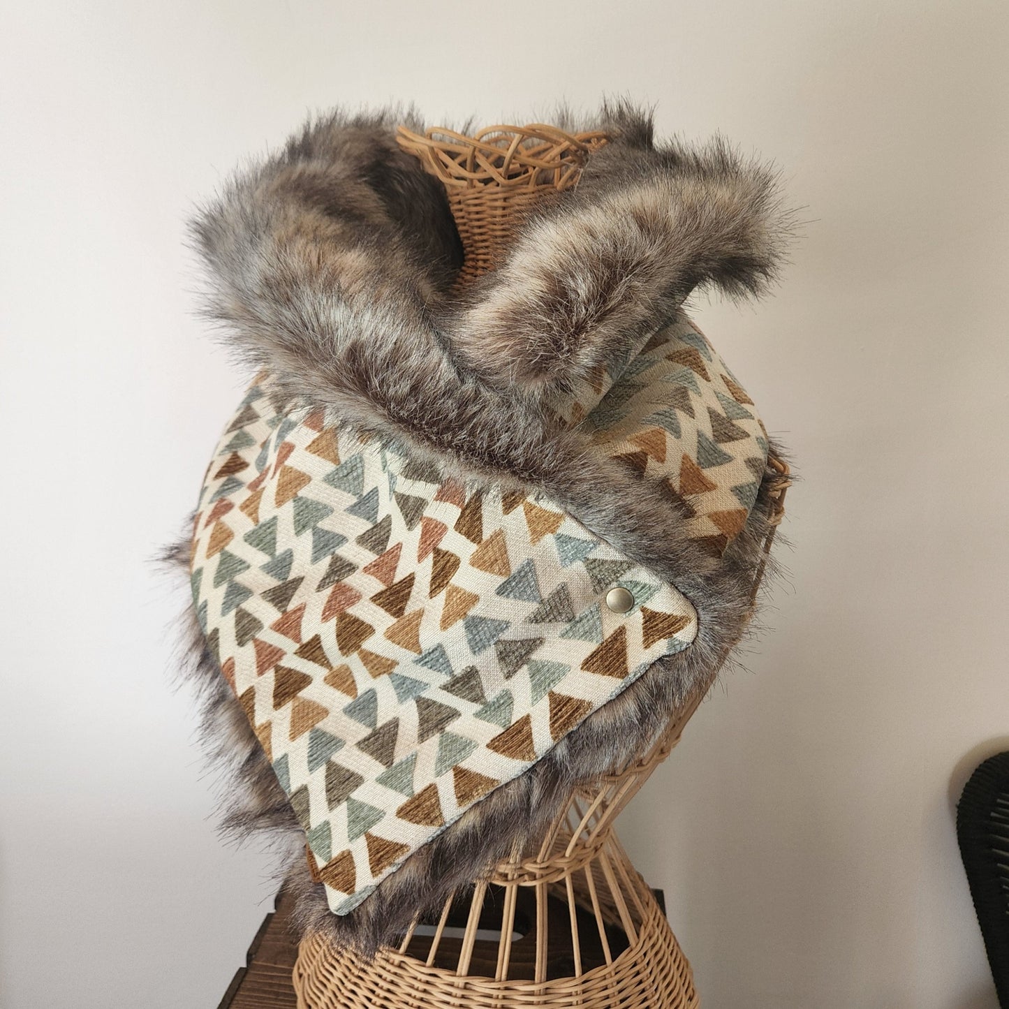 Faux Fur Snap Cowl-Multicolor