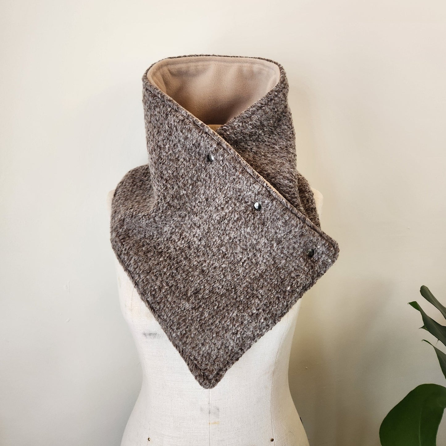 Snap Cowl-Mocha Sweater