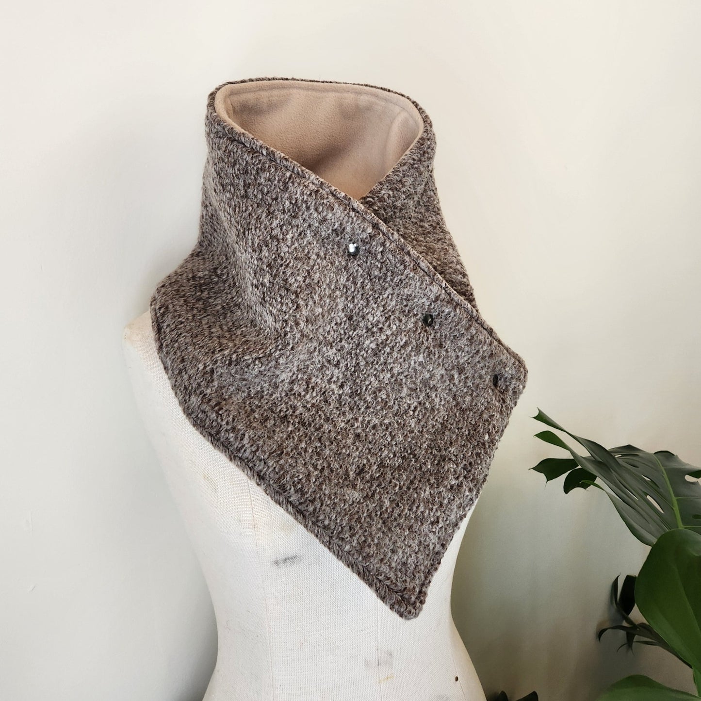 Snap Cowl-Mocha Sweater