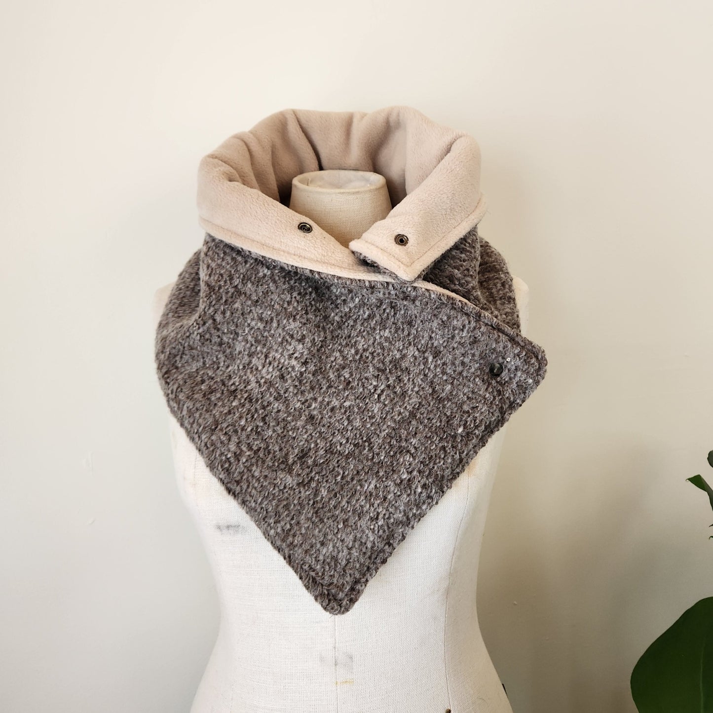Snap Cowl-Mocha Sweater