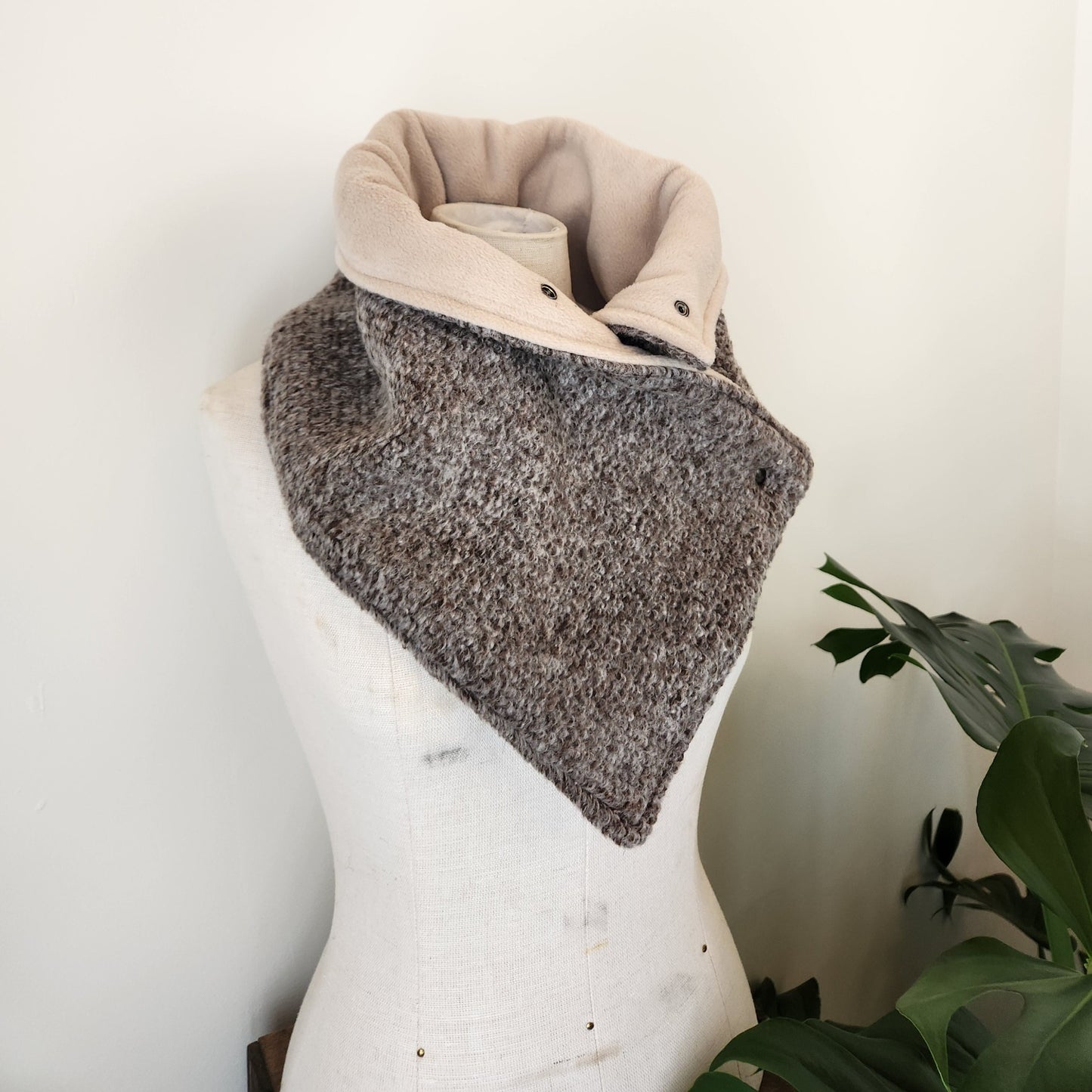 Snap Cowl-Mocha Sweater
