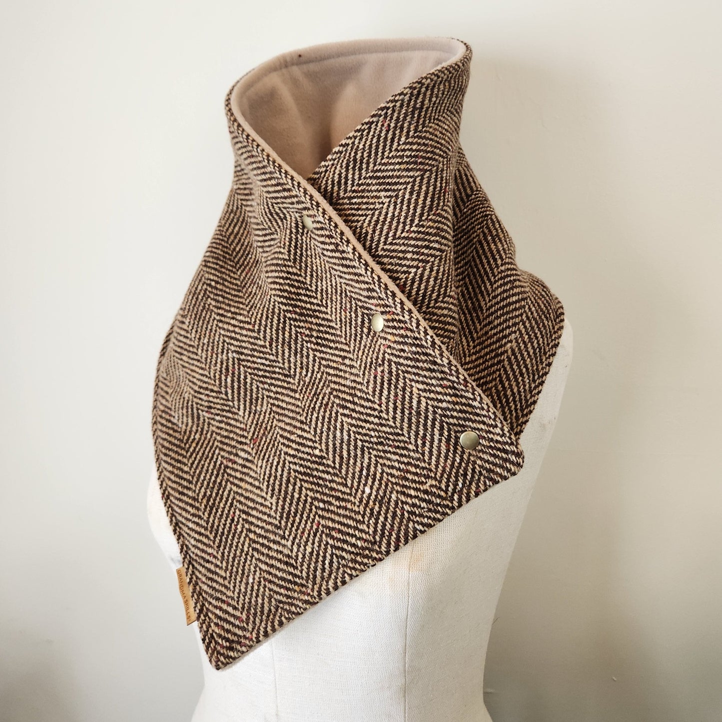 Snap Cowl-Brown Herringbone