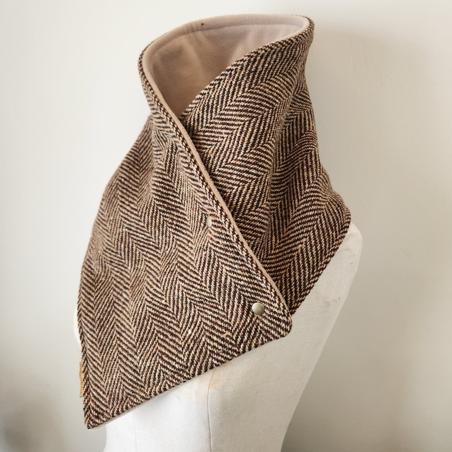 Snap Cowl-Brown Herringbone