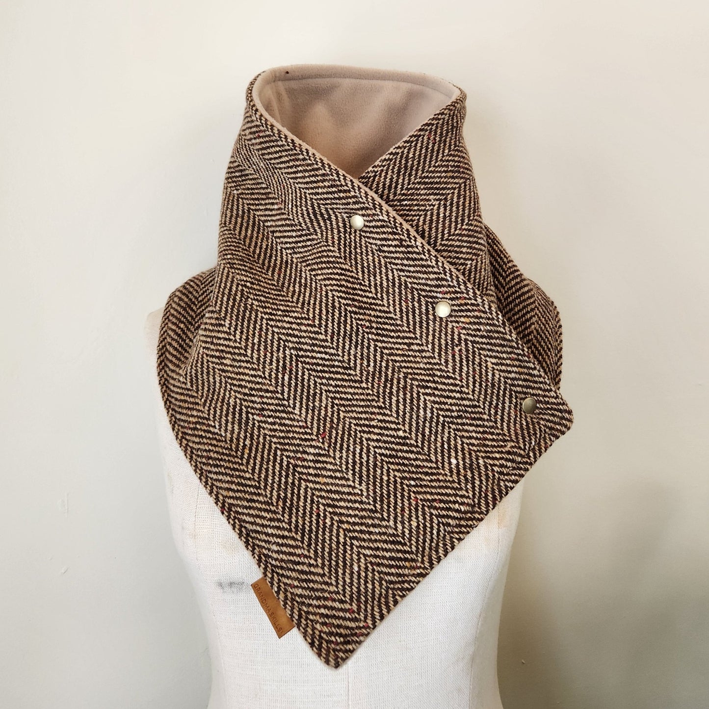 Snap Cowl-Brown Herringbone