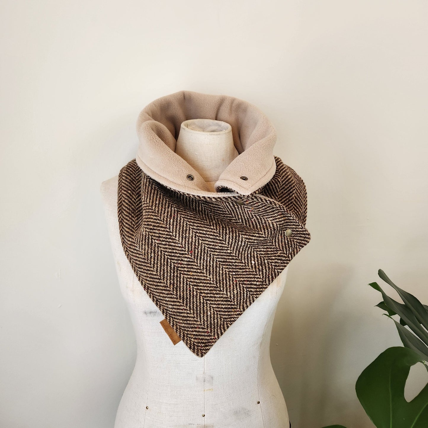 Snap Cowl-Brown Herringbone