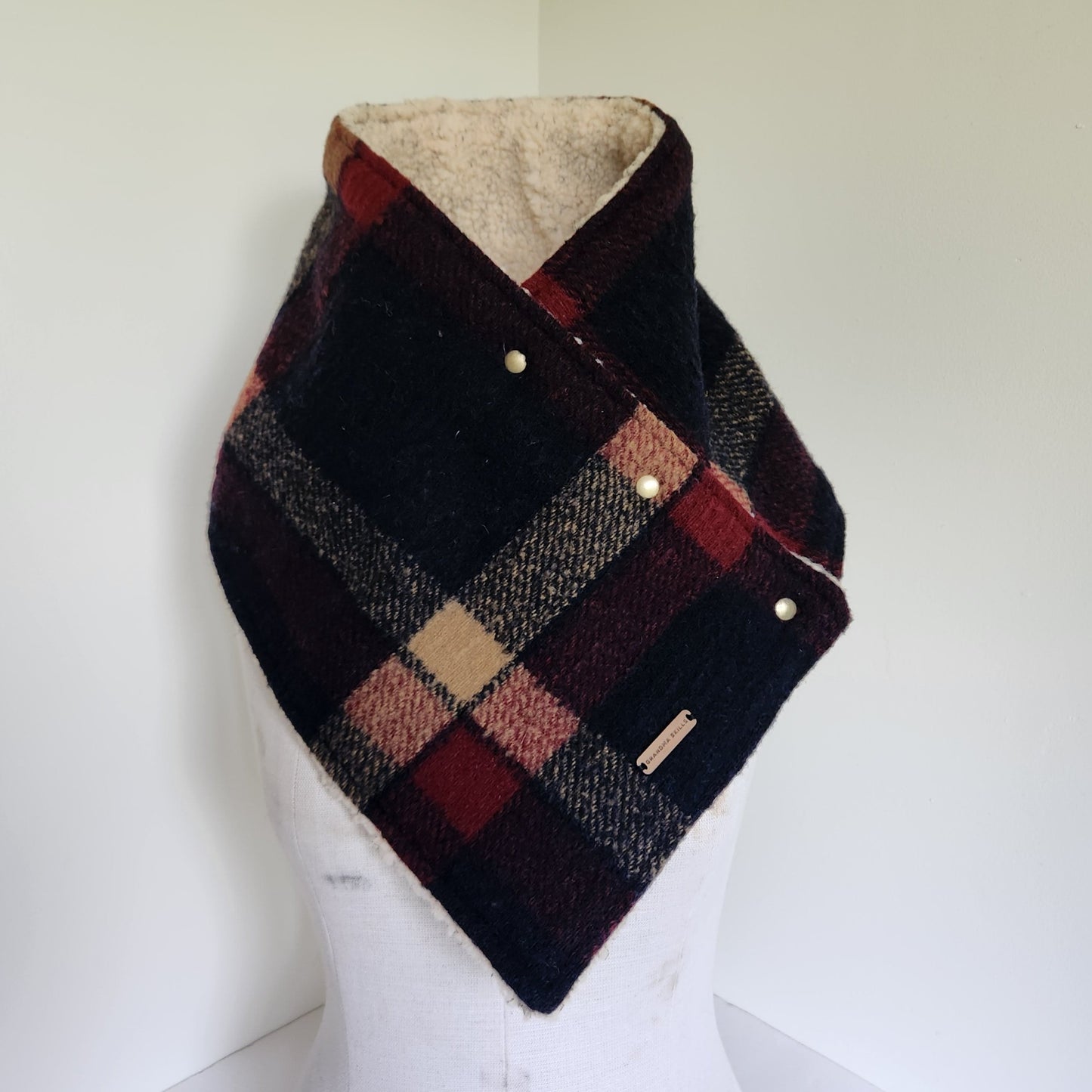 Snap Cowl-Navy Plaid