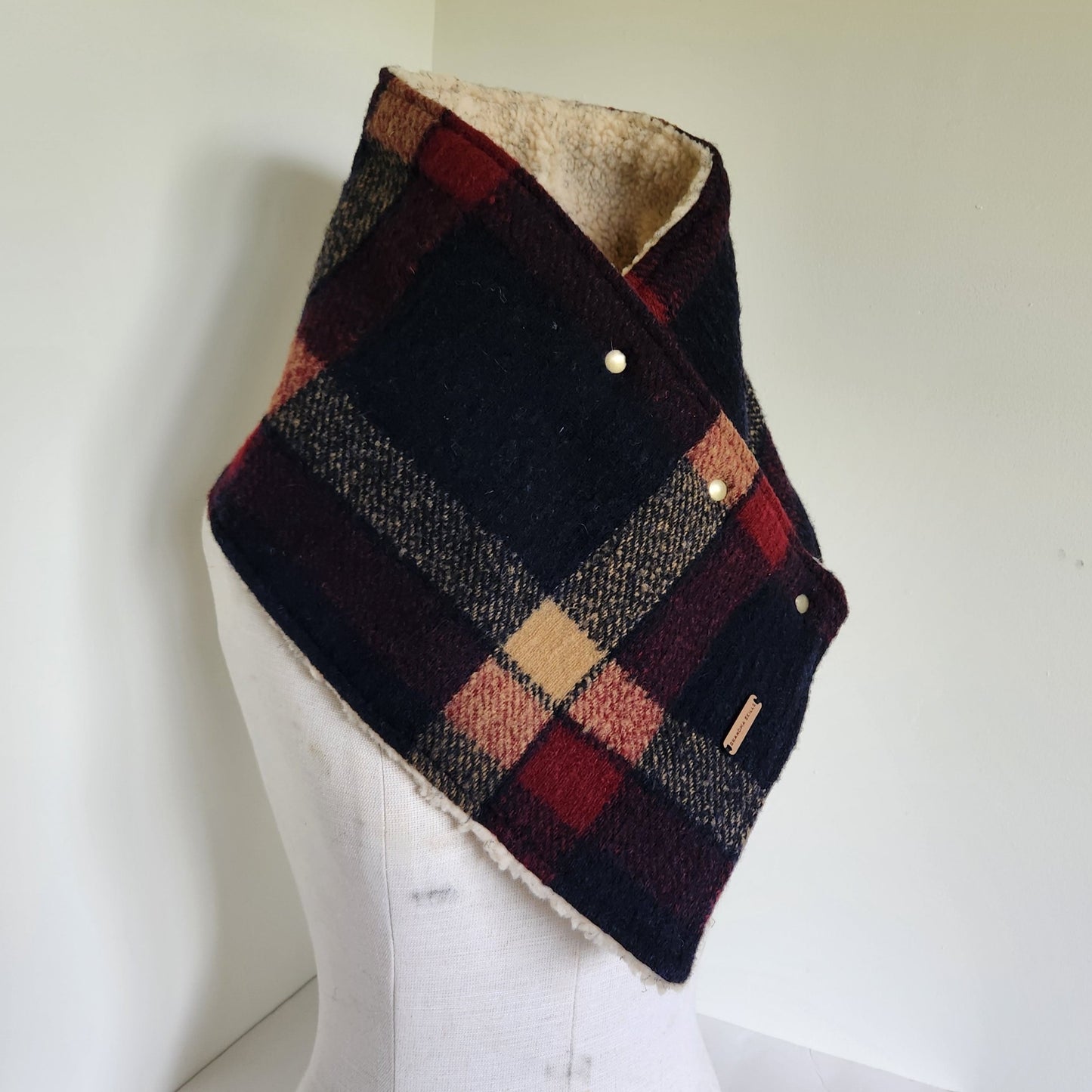 Snap Cowl-Navy Plaid