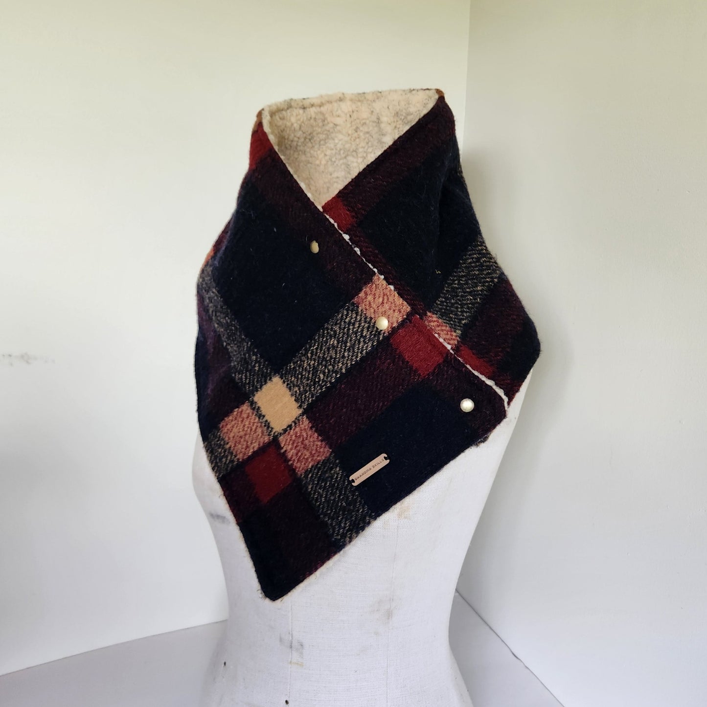 Snap Cowl-Navy Plaid