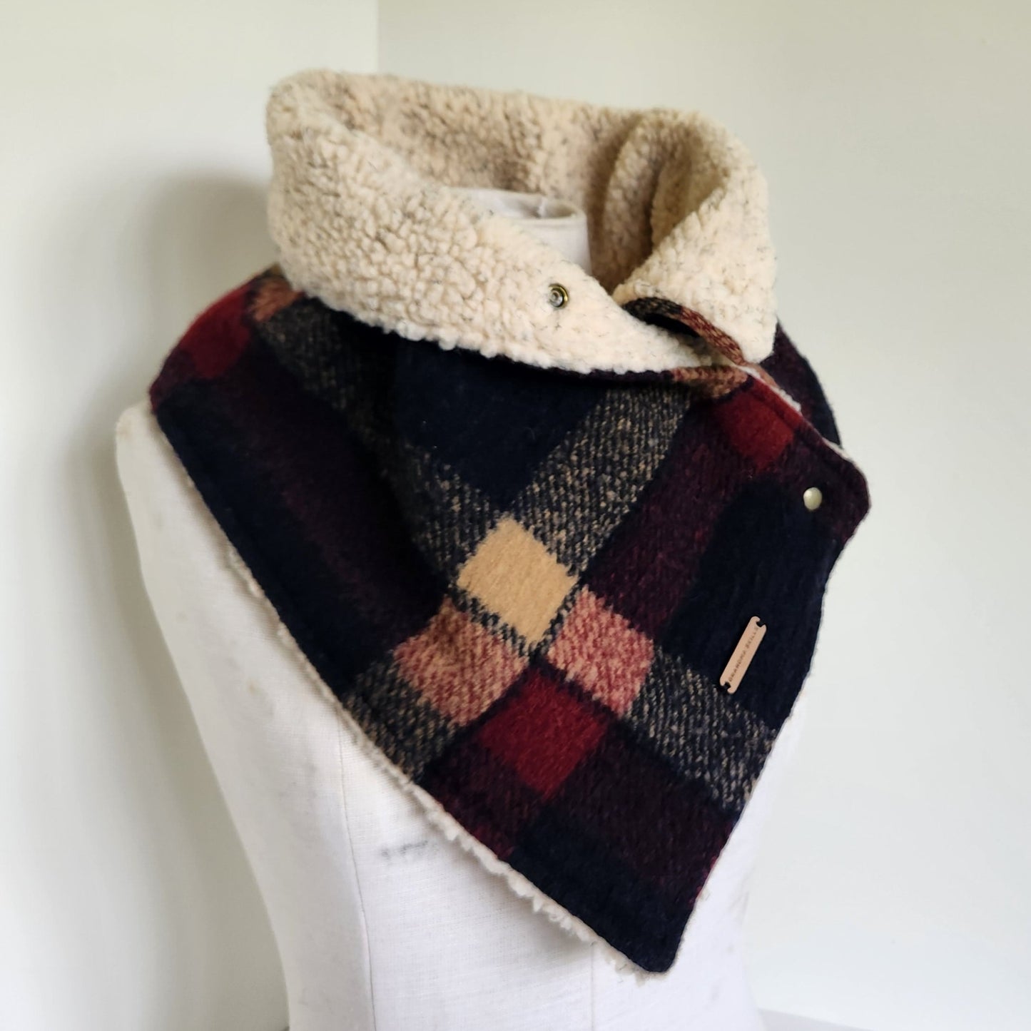 Snap Cowl-Navy Plaid