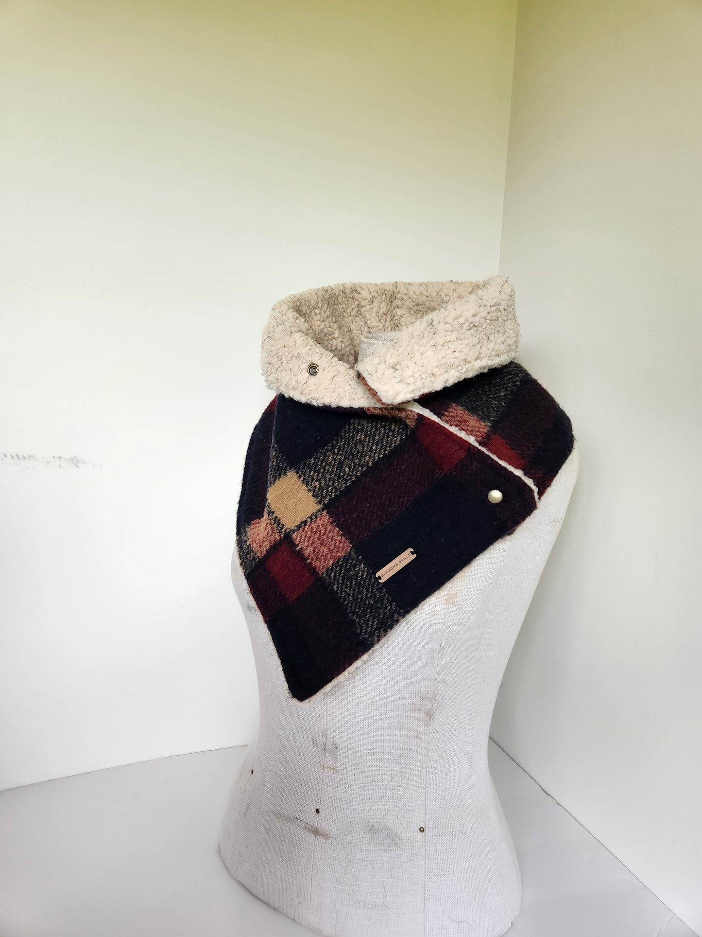 Snap Cowl-Navy Plaid