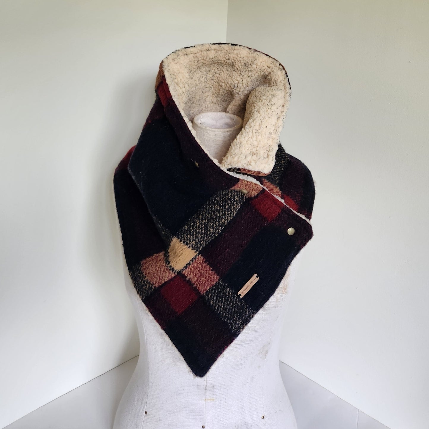 Snap Cowl-Navy Plaid