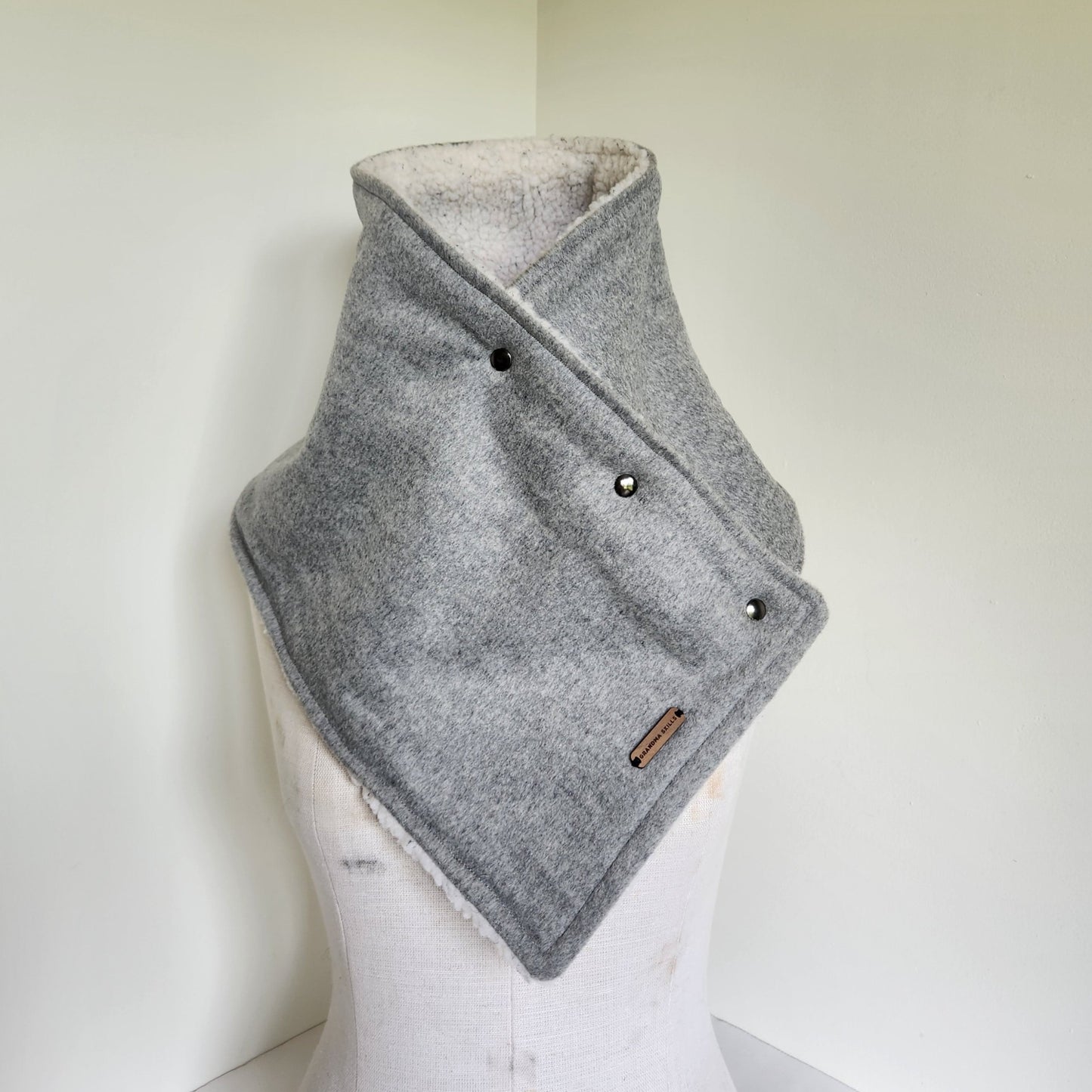 Snap Cowl-Gray Sherpa Lined
