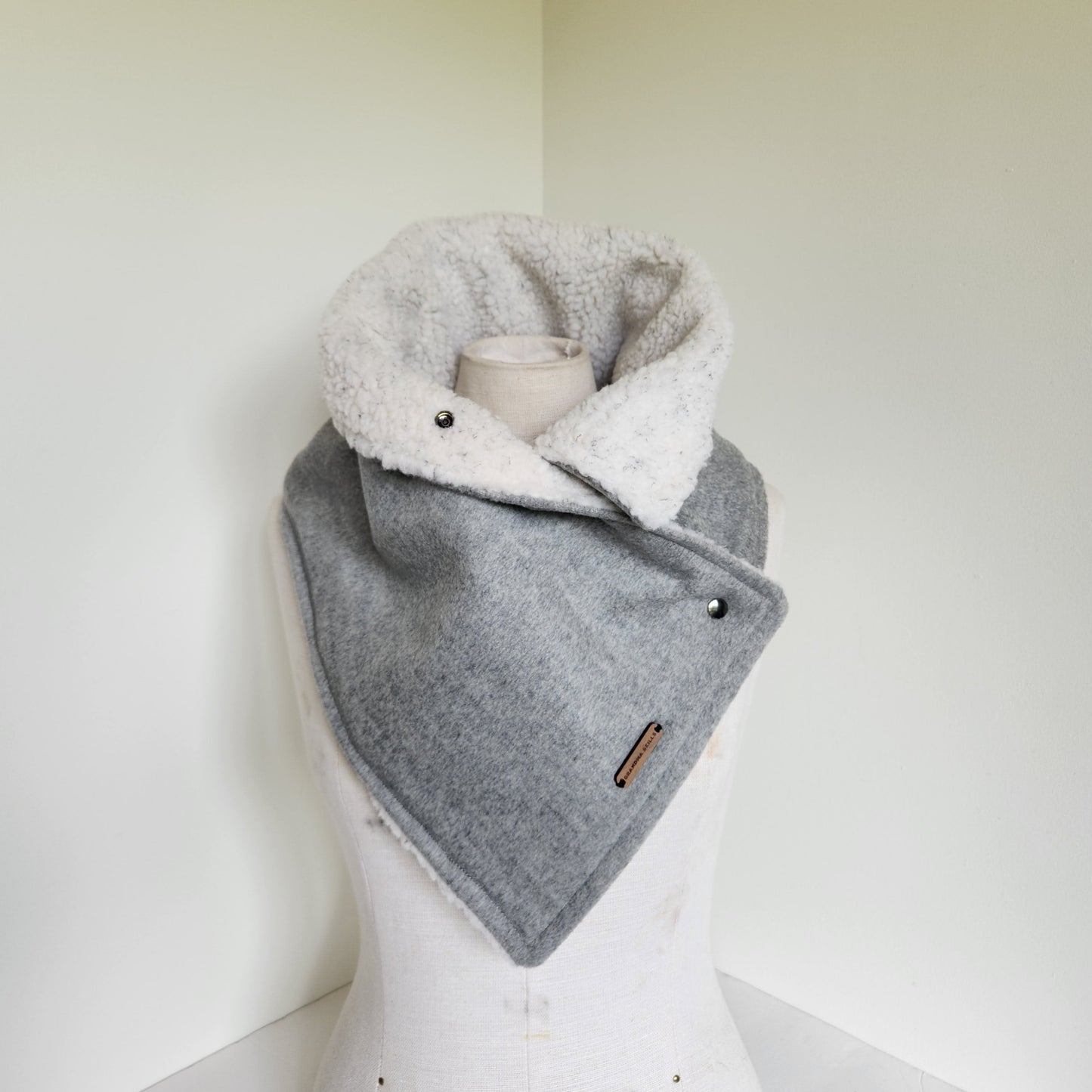 Snap Cowl-Gray Sherpa Lined