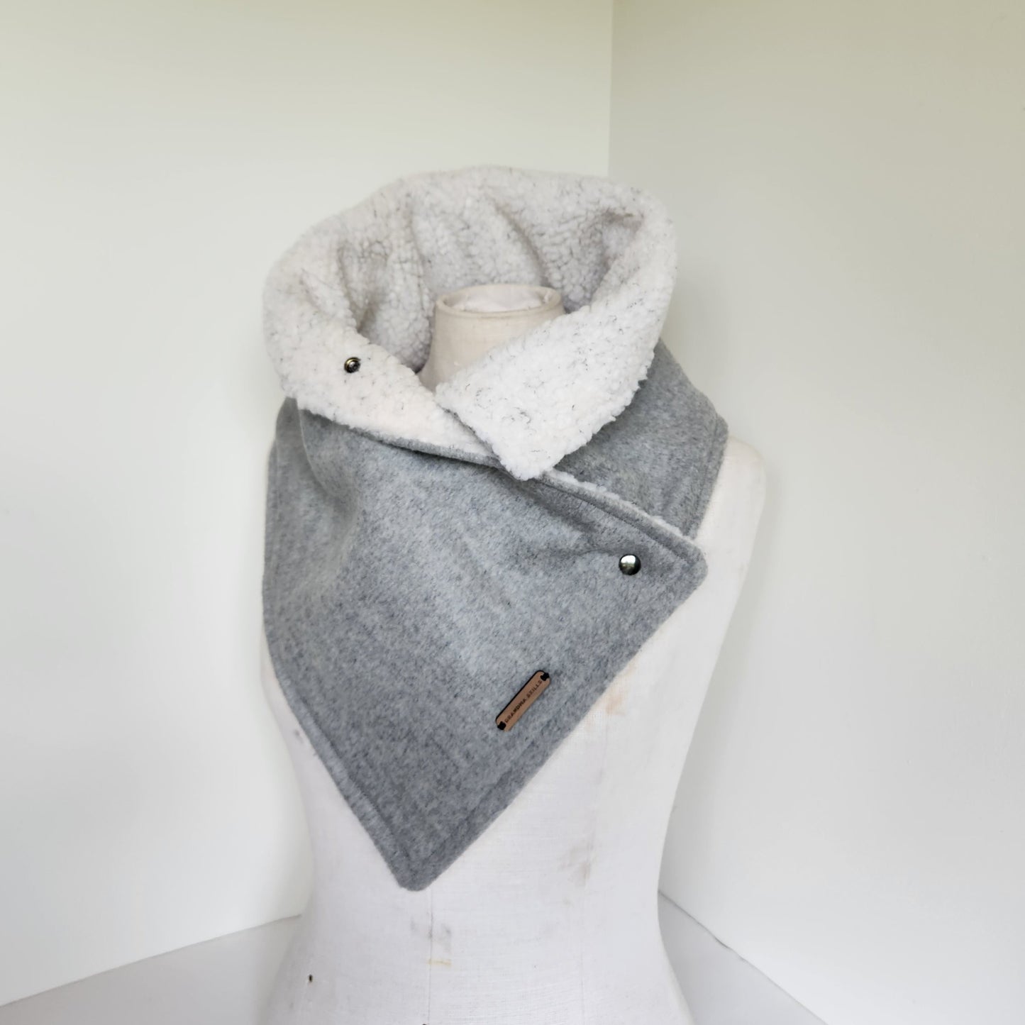 Snap Cowl-Gray Sherpa Lined