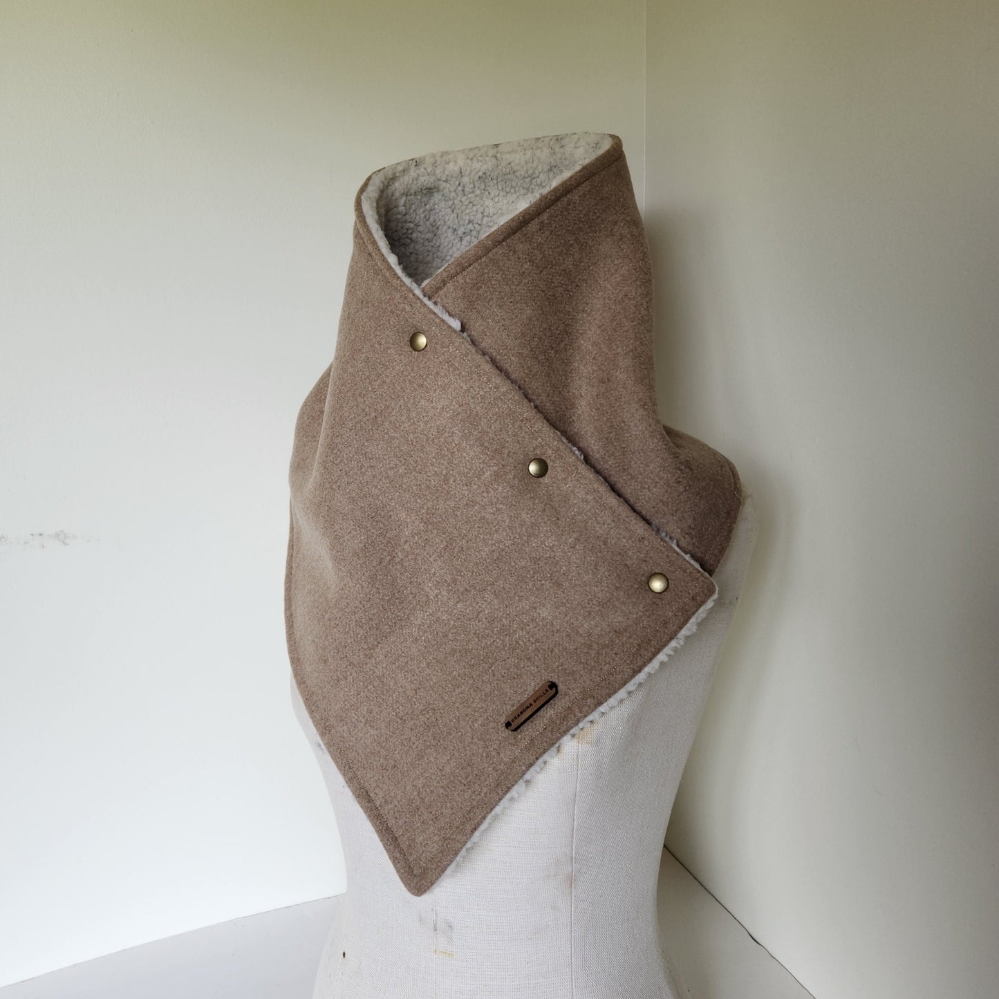 Snap Cowl-Beige Sherpa Lined