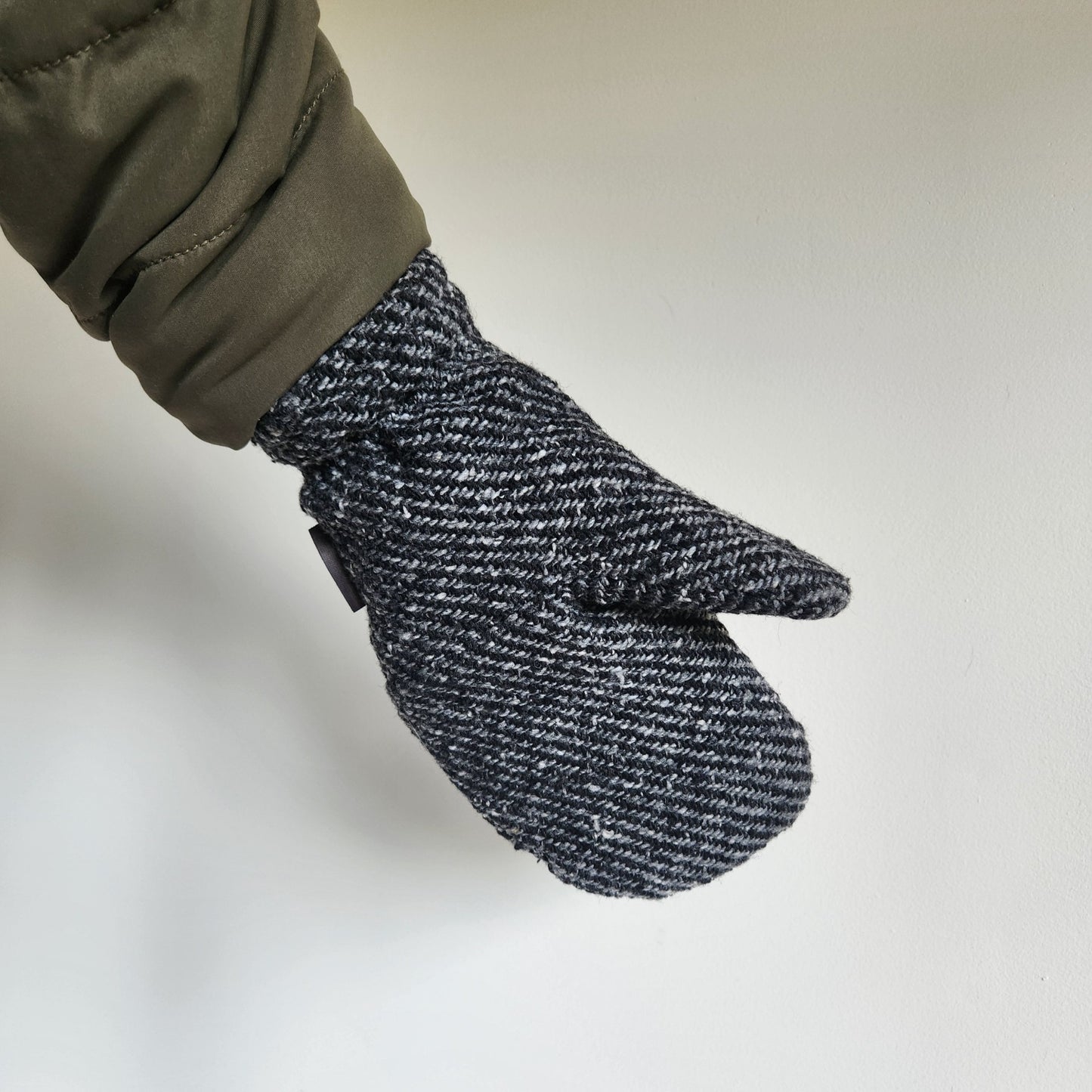Wool Mittens Charcoal Tweed-Large