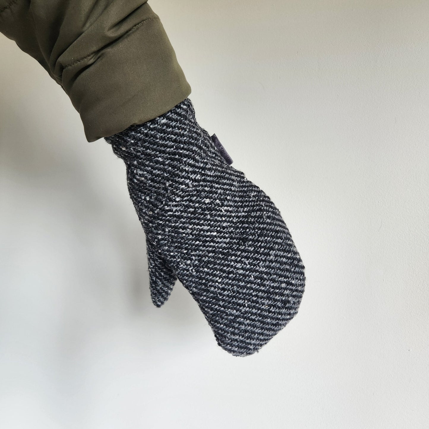Wool Mittens Charcoal Tweed-Large