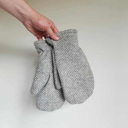Wool Mittens Grey-Large