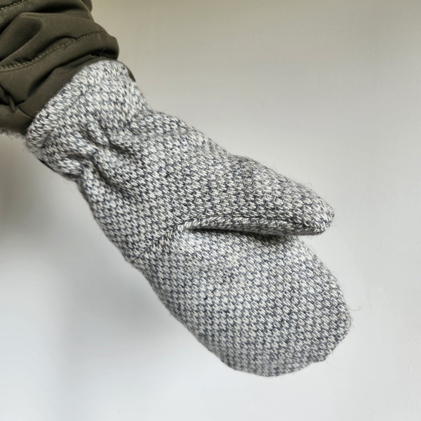 Wool Mittens Grey-Large