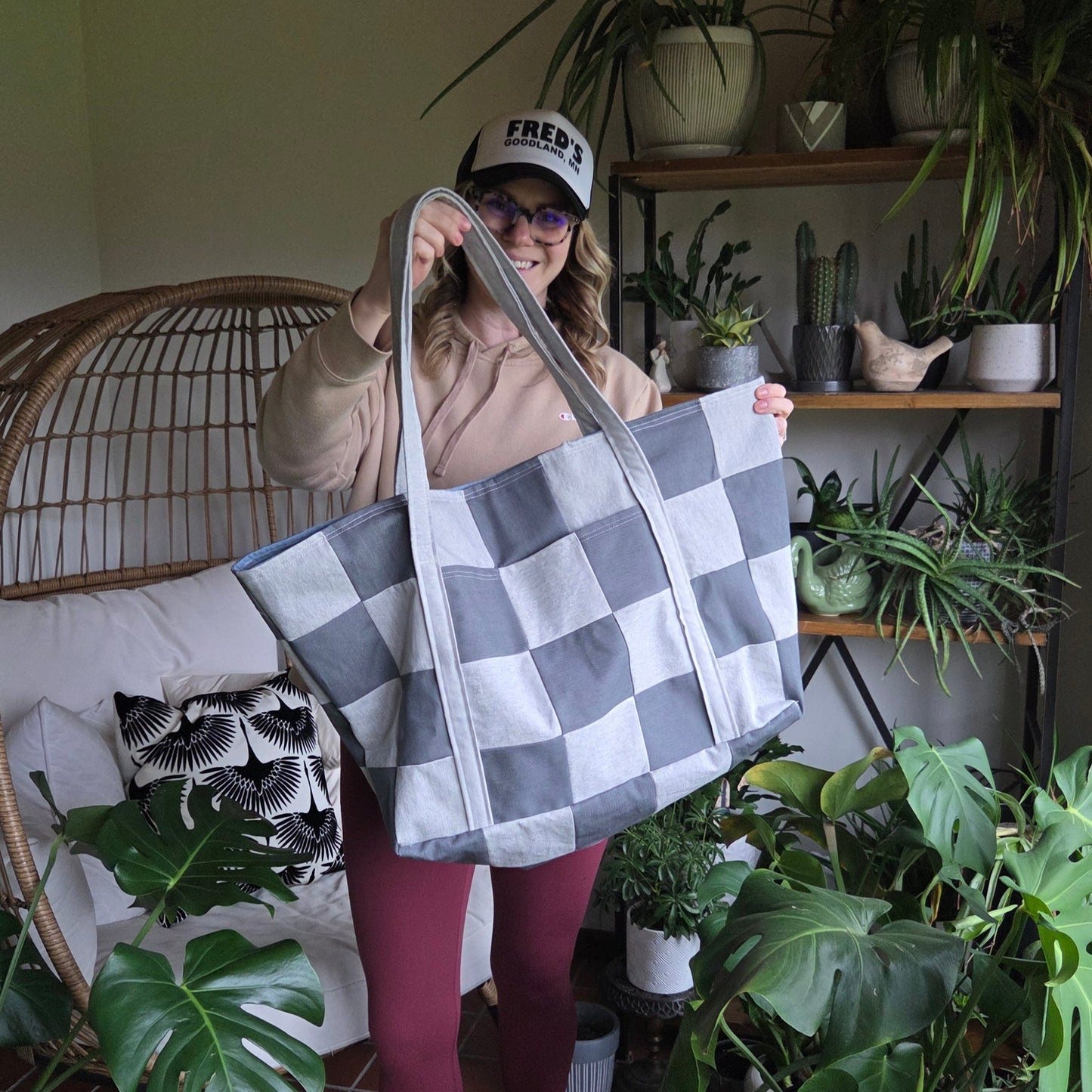 The Everything Summer Tote Checkered Silver