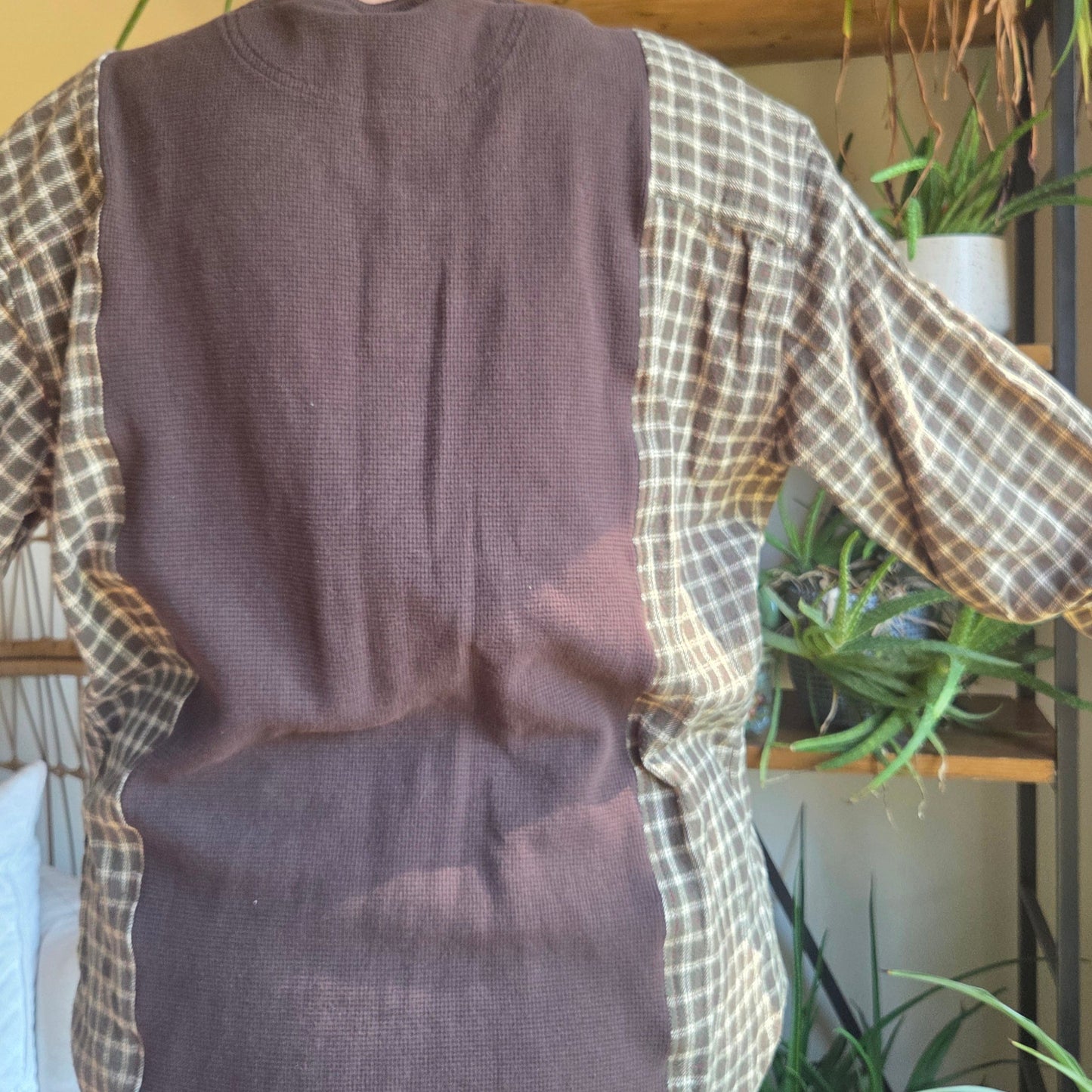 Bonfire Bestie Shirt - Olive Plaid + Chocolate Brown Thermal