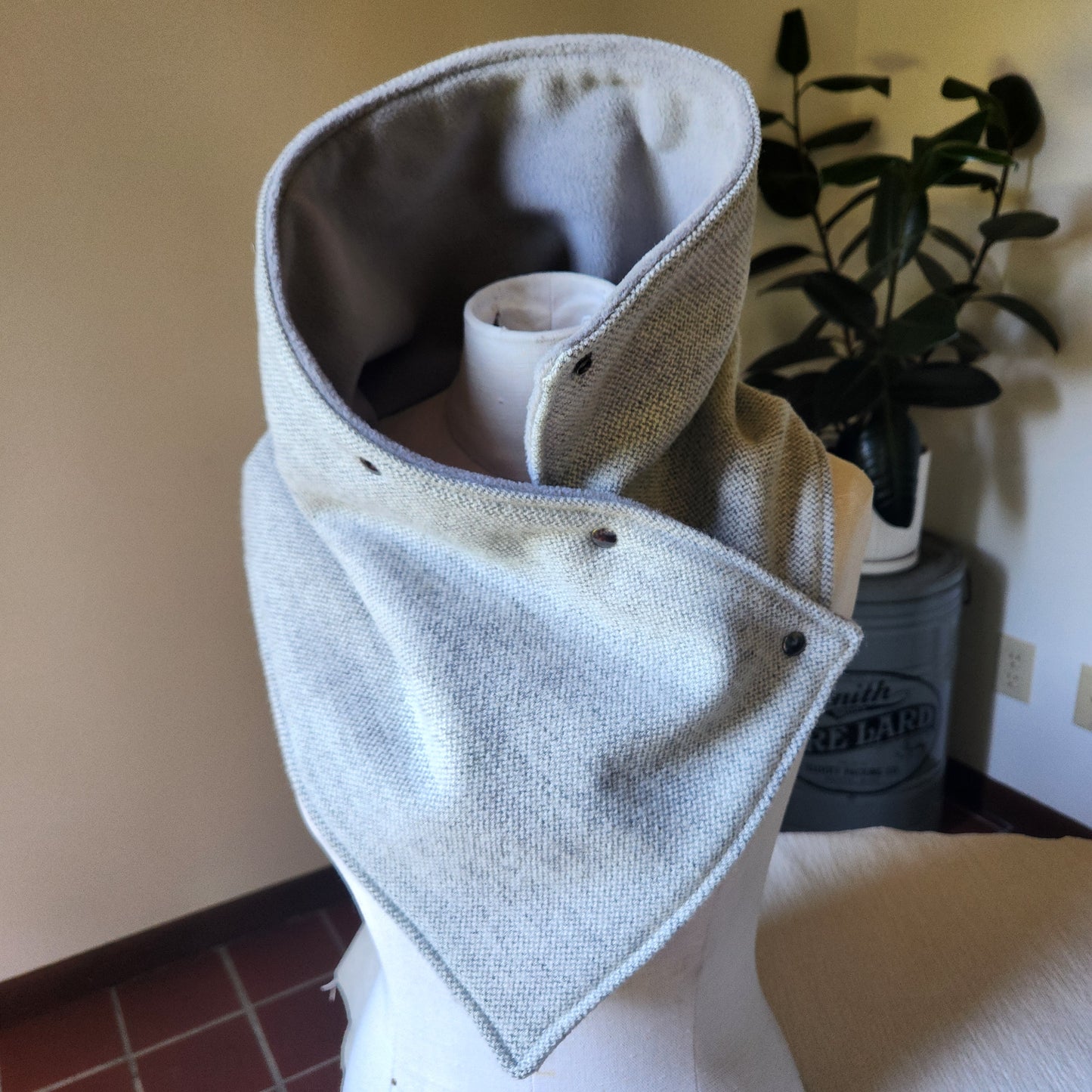 Luxury Snap Cowl-Light Gray Twill