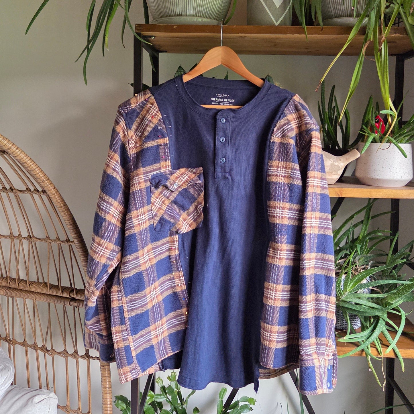 Bonfire Bestie Shirt - Plaid & Navy