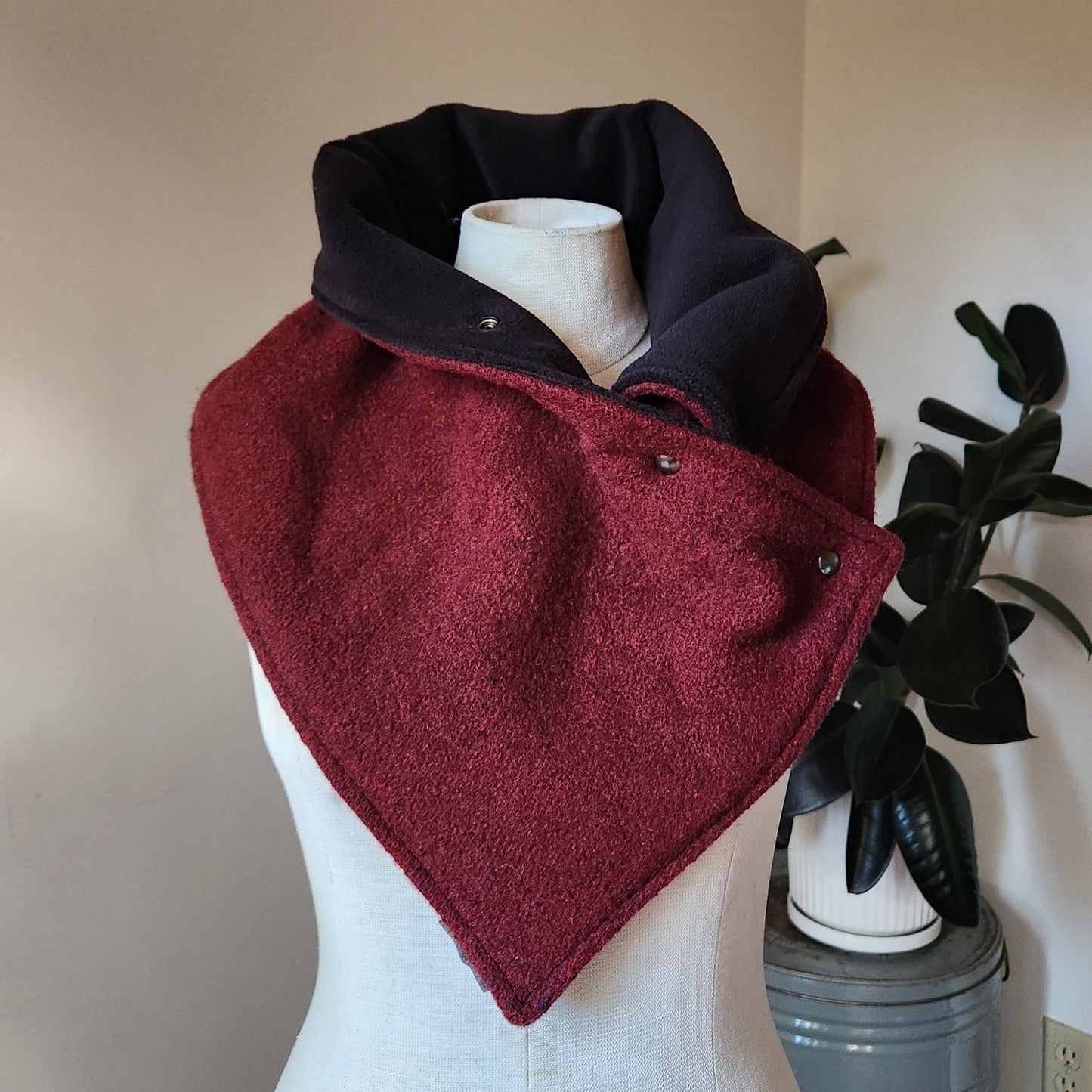 Snap Cowl-Burgurndy