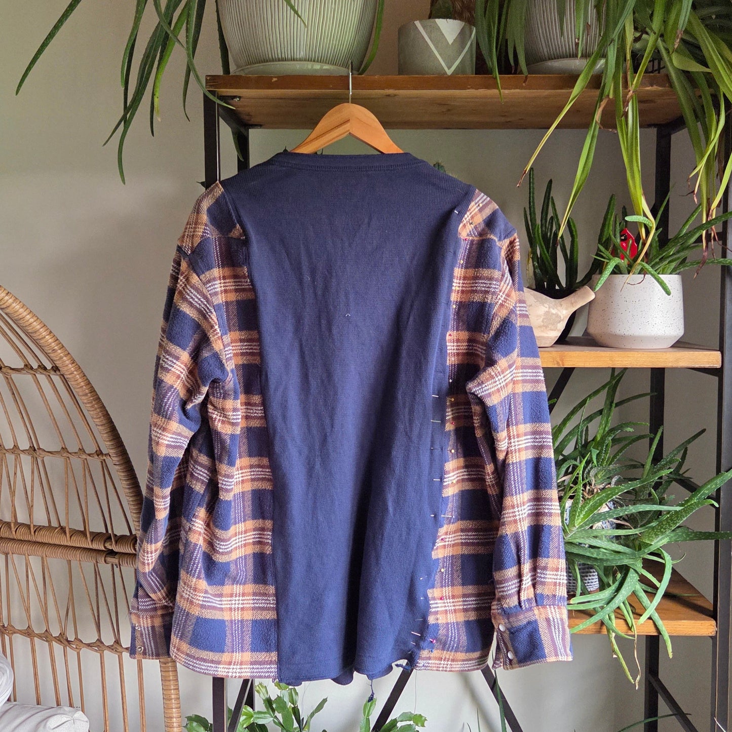 Bonfire Bestie Shirt - Plaid & Navy