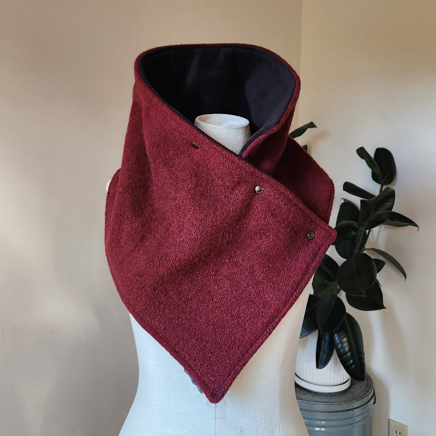 Snap Cowl-Burgurndy