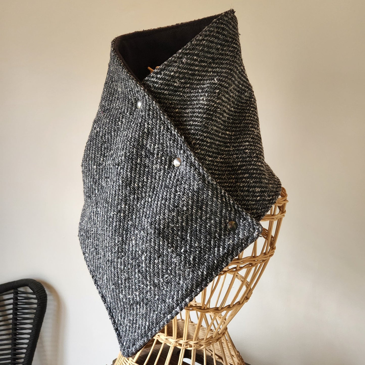Snap Cowl-Woven Charcoal