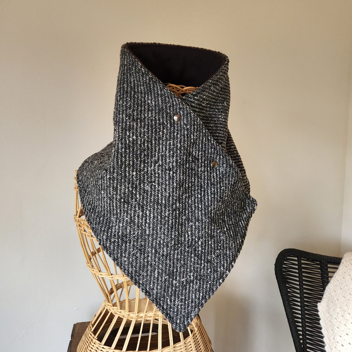 Snap Cowl-Woven Charcoal