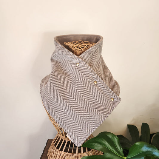 Snap Cowl-Gray Herringbone