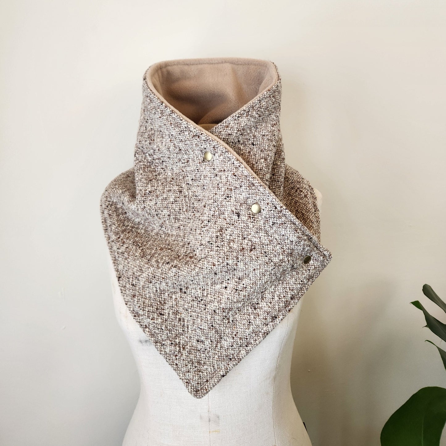 Snap Cowl-Beige Woven