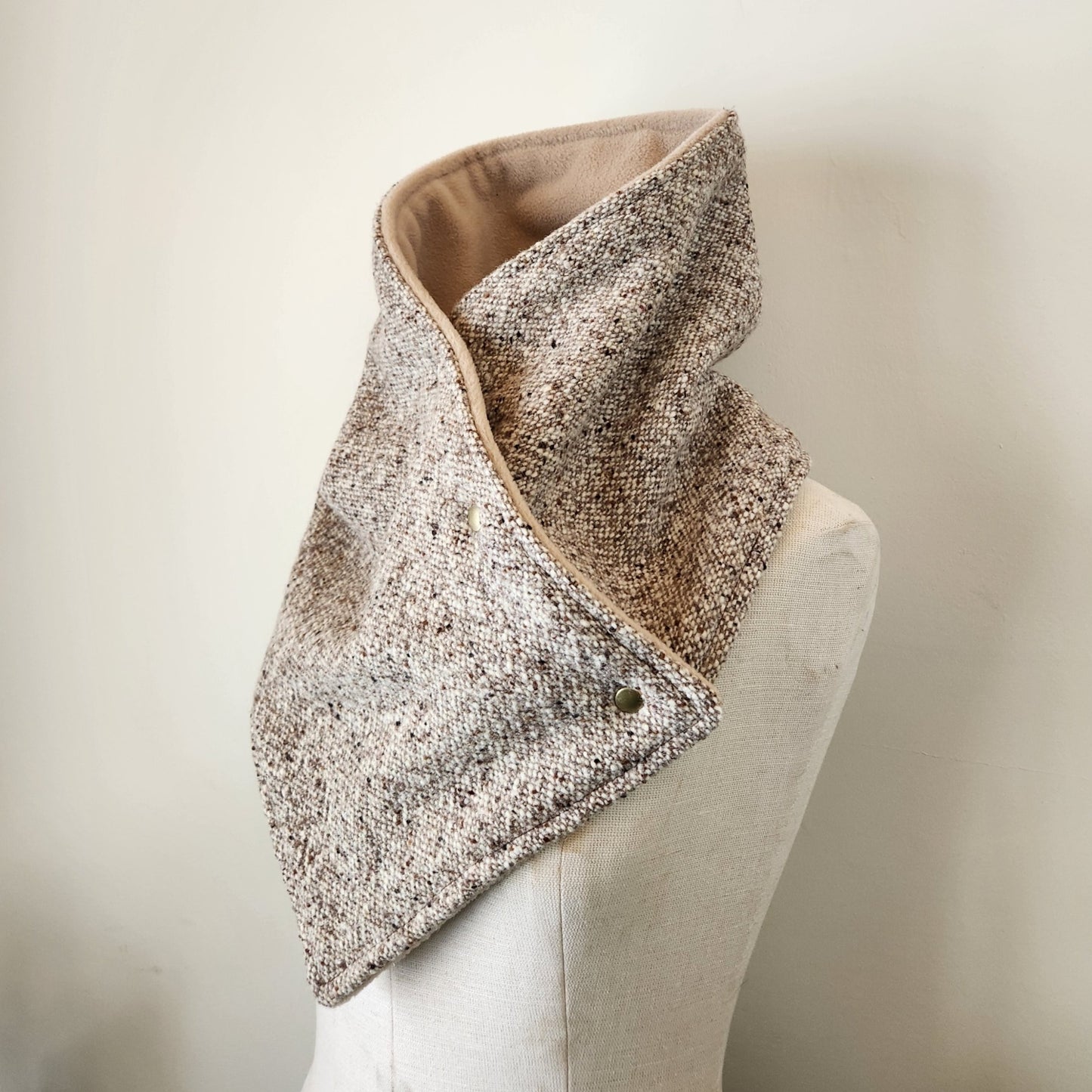 Snap Cowl-Beige Woven