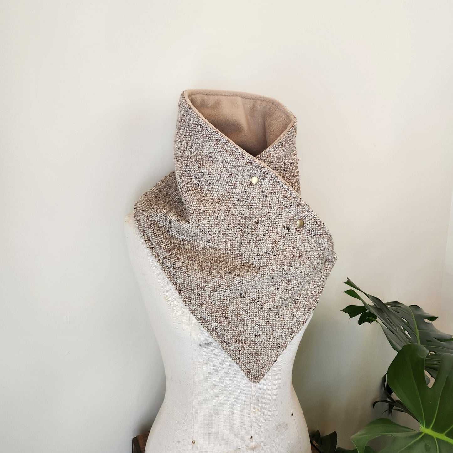 Snap Cowl-Beige Woven