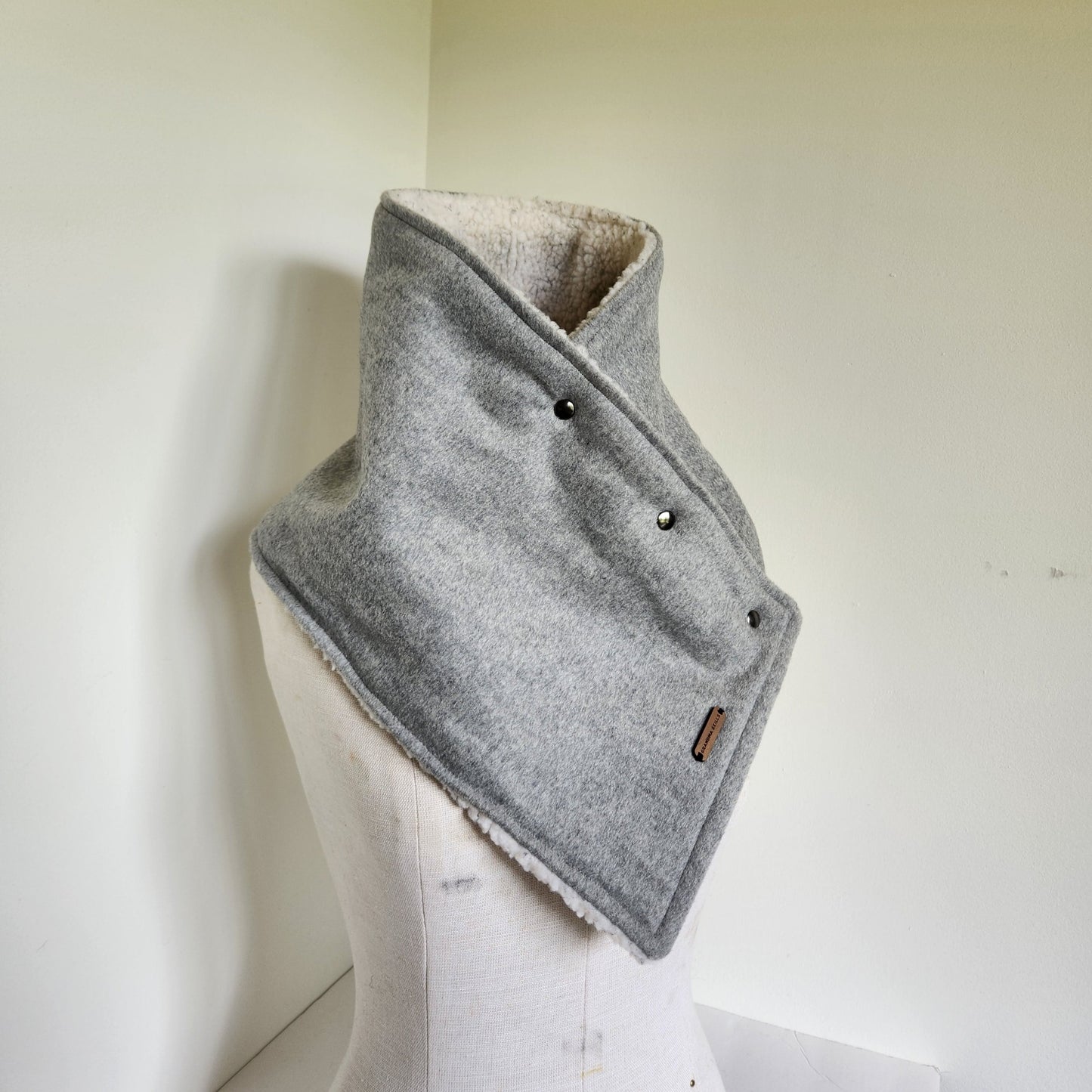 Snap Cowl-Gray Sherpa Lined