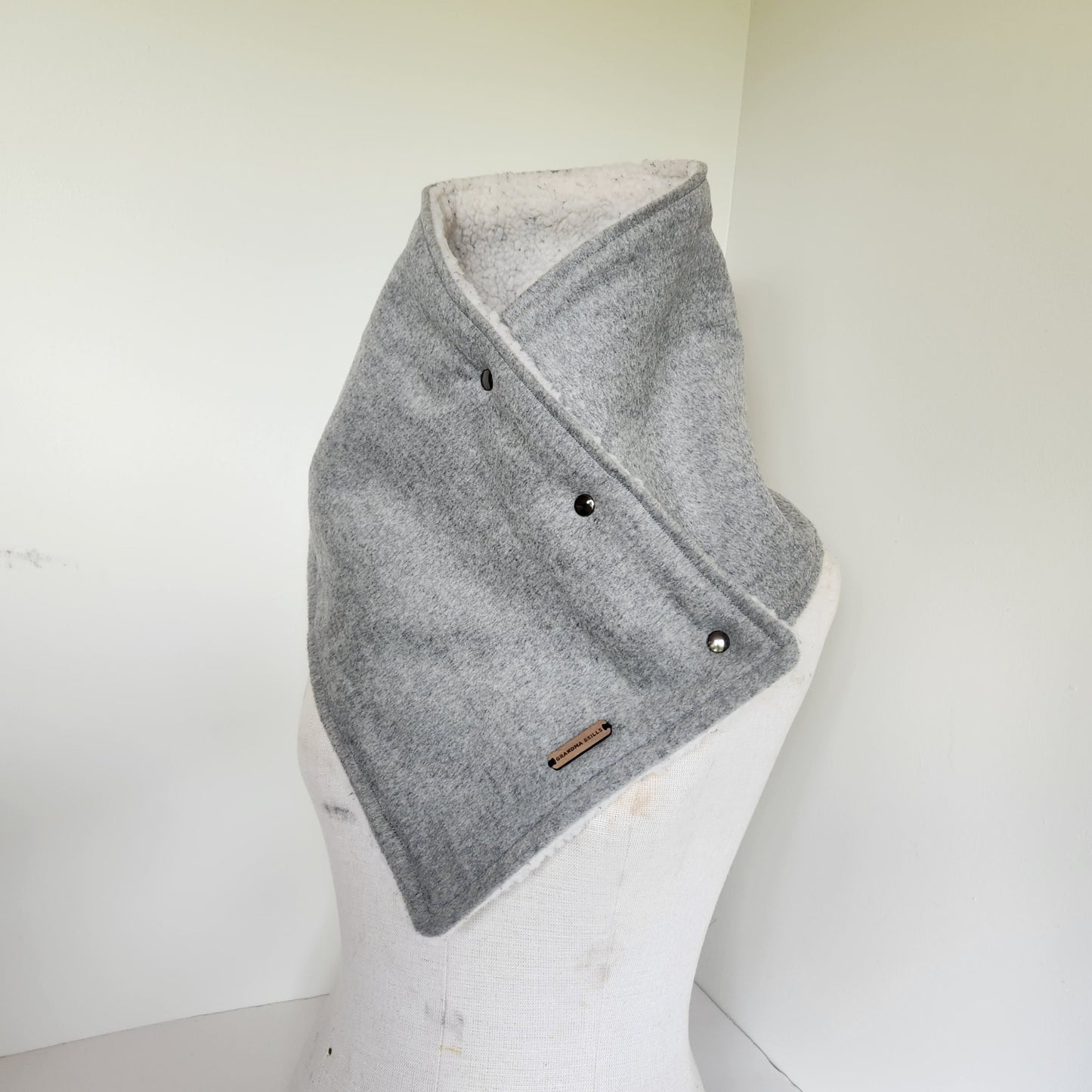 Snap Cowl-Gray Sherpa Lined