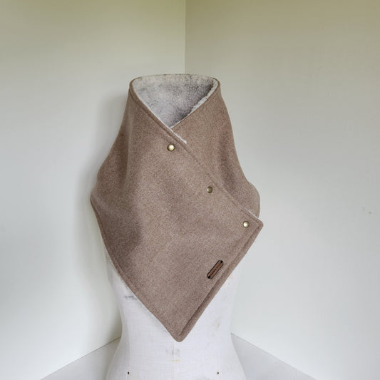 Snap Cowl-Beige Sherpa Lined