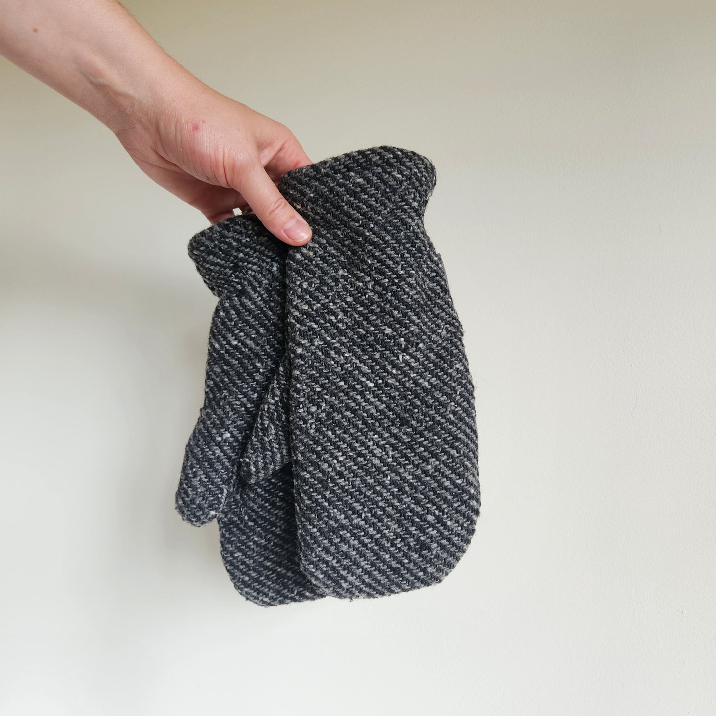 Wool Mittens Charcoal Tweed-Large