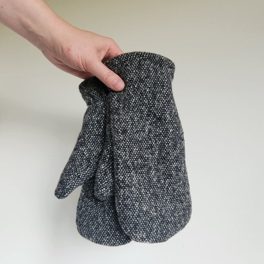 Wool Mittens Charcoal Woven-Large