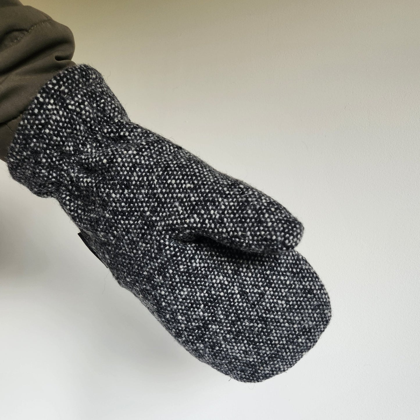 Wool Mittens Charcoal Woven-Large