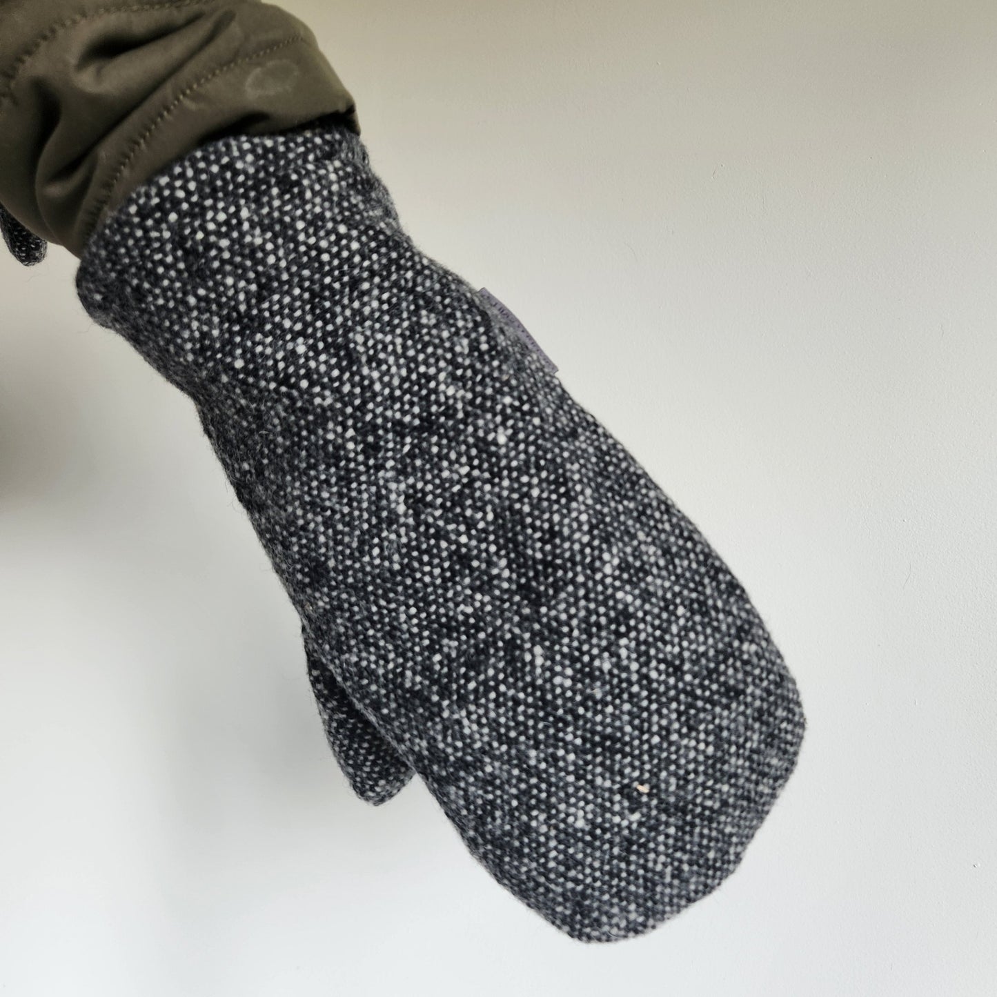 Wool Mittens Charcoal Woven-Large