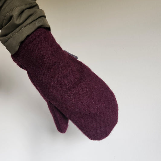 Wool Mittens Plum-Large